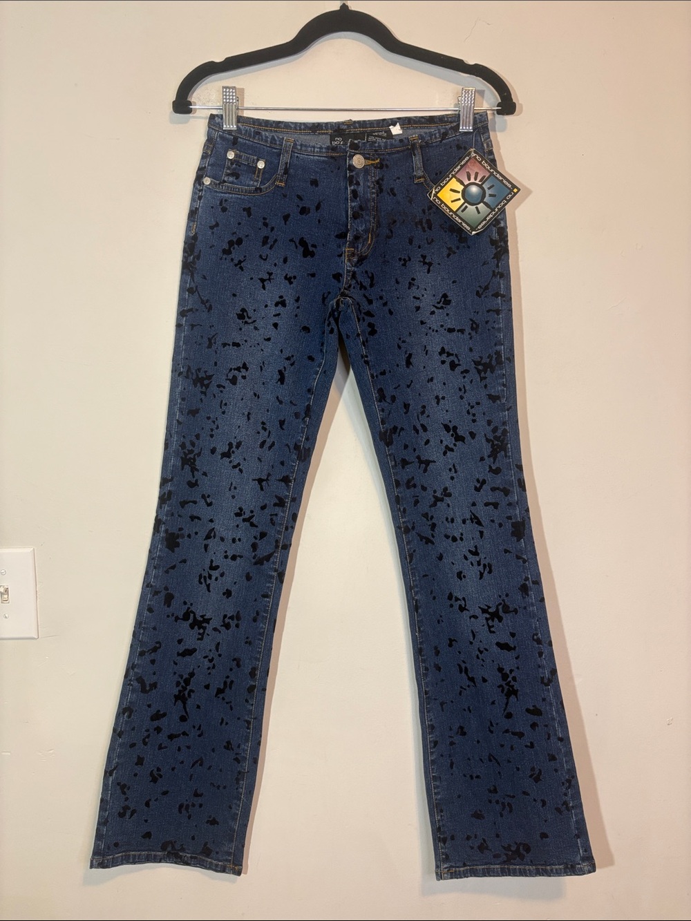 Y2K 2000s Low Rise Velvet Splatter Statement Jeans No Boundaries NWT Deadstock 3